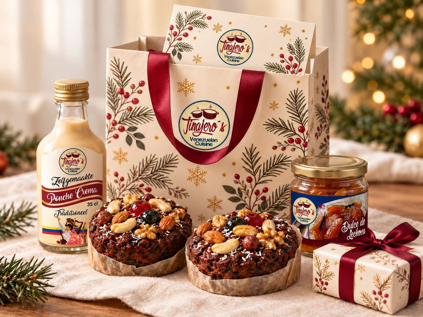 Tinajero's Christmas hamper with Venezuelan sweets and ponche crema